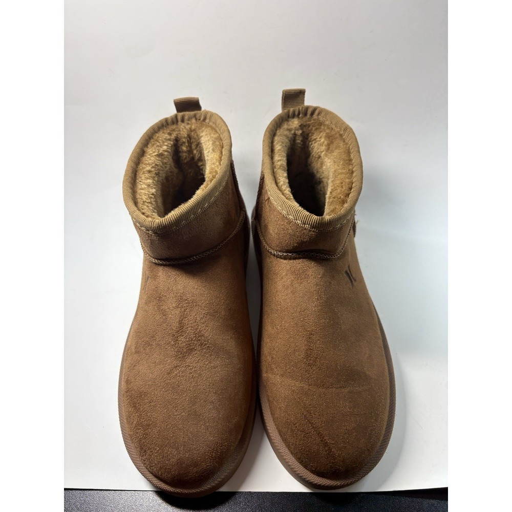 Hurley Mako Mini Boots Youth Size 4 Chestnut Faux Suede Fleece Lining Casual